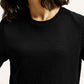 Women's Textured Black Crew Neck Top - Detail View