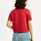 Women's Textured Red Crew Neck Top - Back View