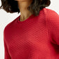 Women's Textured Red Crew Neck Top - Detail View