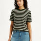 Women's Striped Olive Crew Neck T-shirt - Styleshot View
