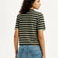 Women's Striped Olive Crew Neck T-shirt - Back View