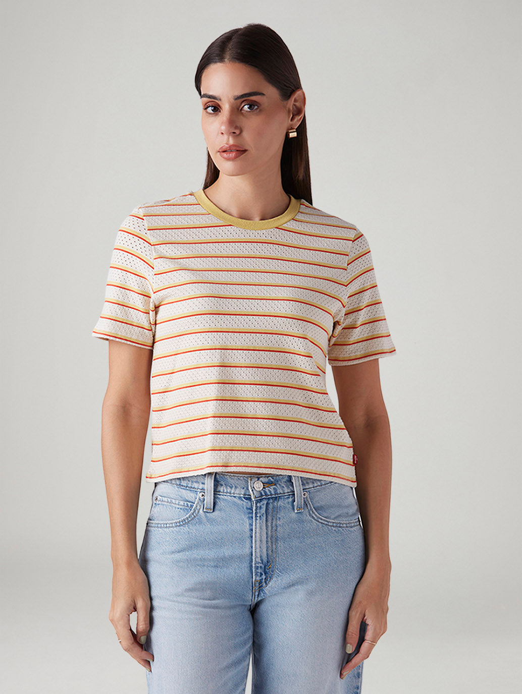 Women's Striped Regular Fit T-Shirt - Front View