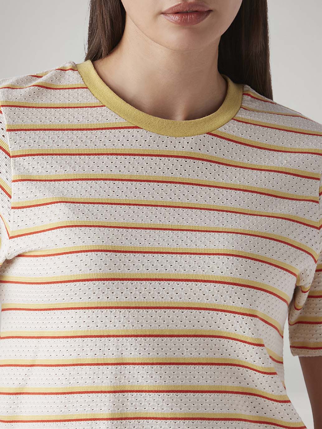 Women's Striped Regular Fit T-Shirt - Detail View