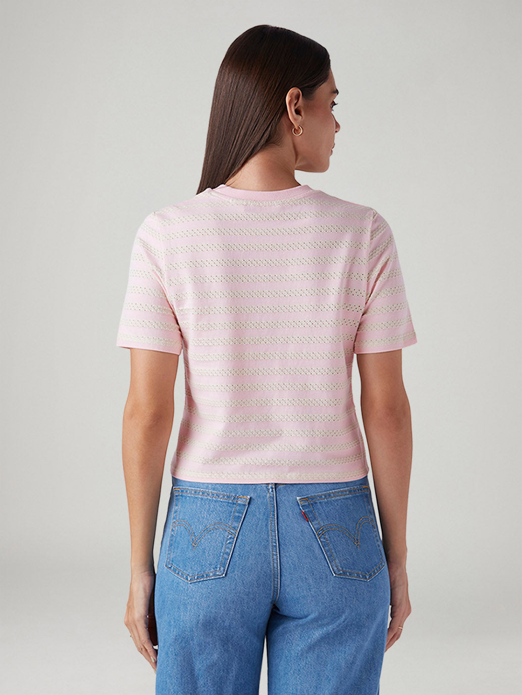 Women's Striped Regular Fit T-Shirt - Back View