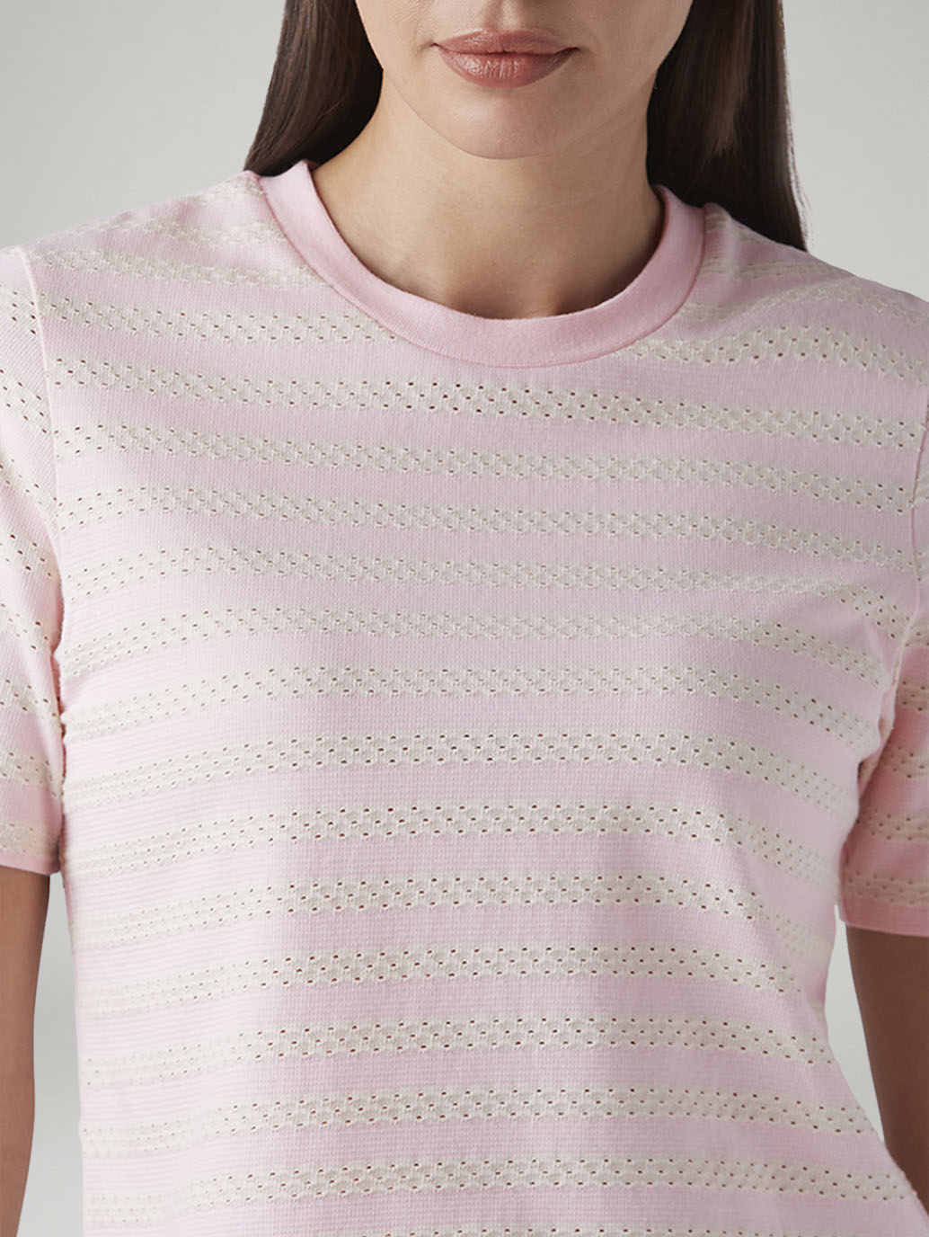 Women's Striped Regular Fit T-Shirt - Detail View