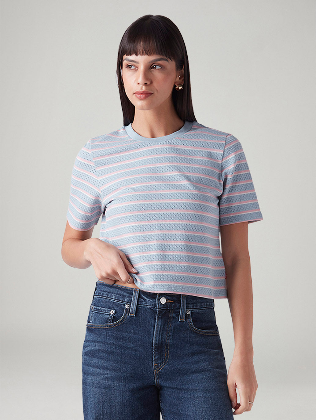 Women's Striped Regular Fit T-Shirt - Styleshot View