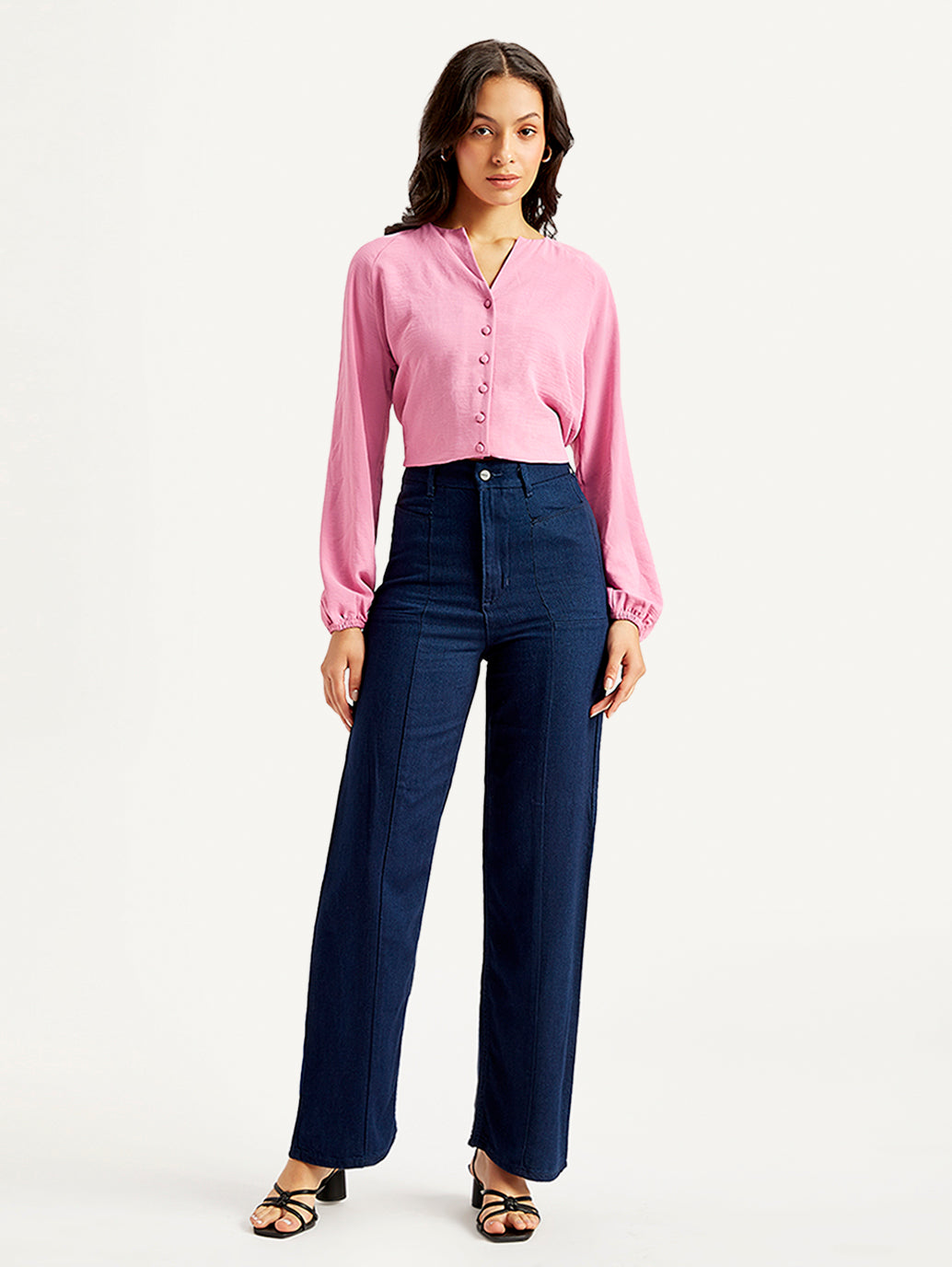 Women's Redloop Blue Loose Fit High Rise Jeans