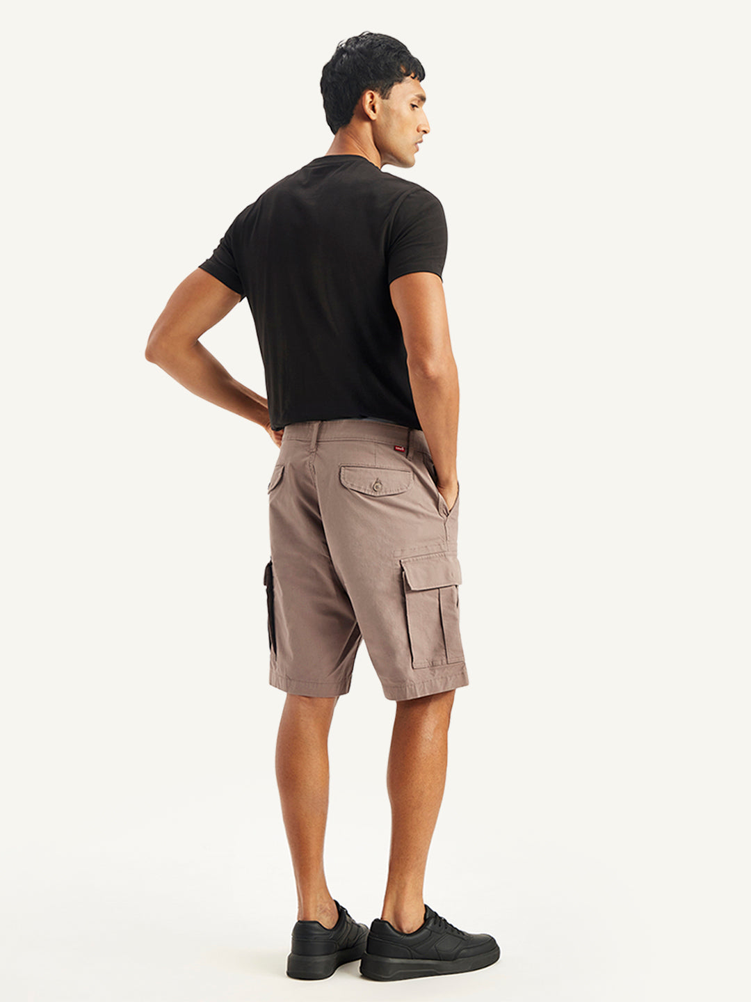 Men's Brown Regular Fit Cargo Shorts - Back View