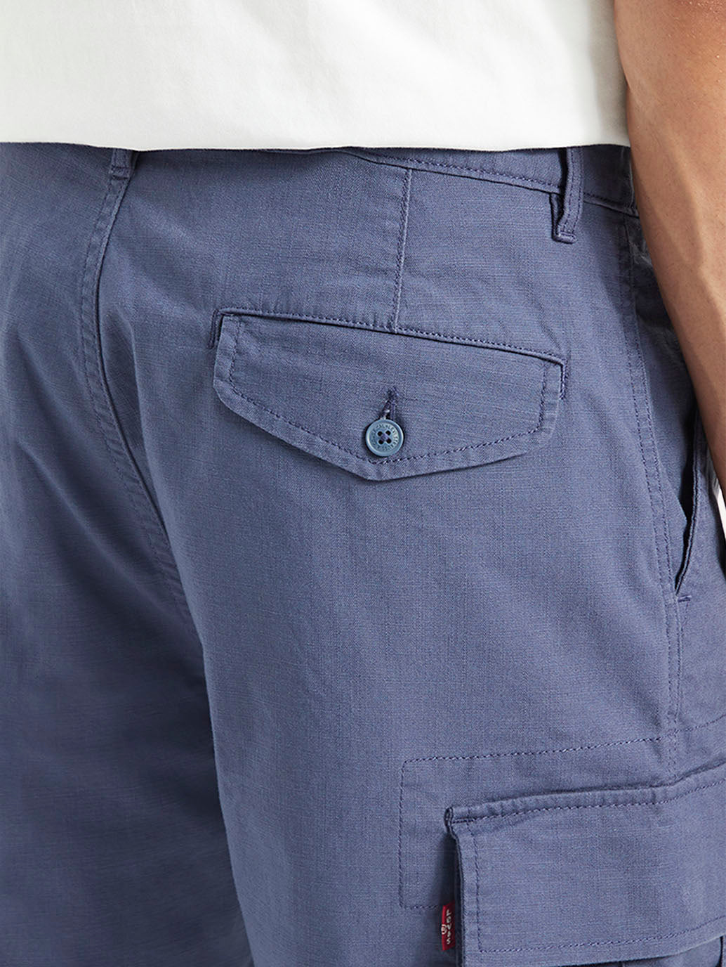 Men's Blue Cargo Fit Shorts - Detail View