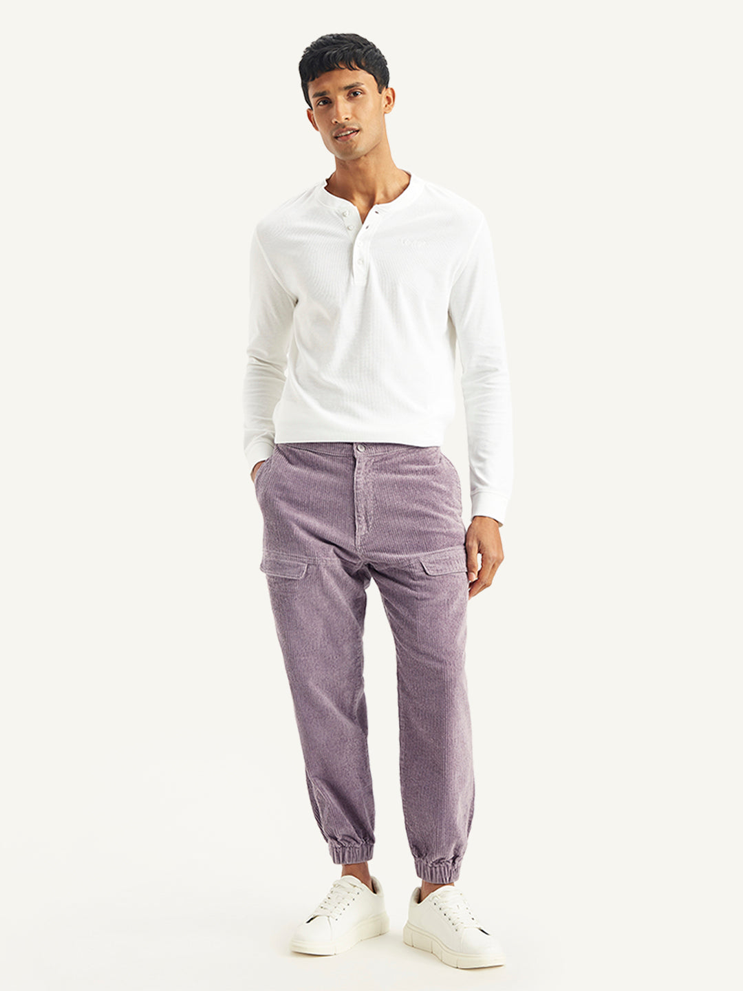 Men's Purple Regular Fit Trousers