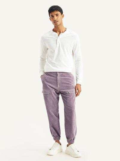Men's Purple Regular Fit Trousers