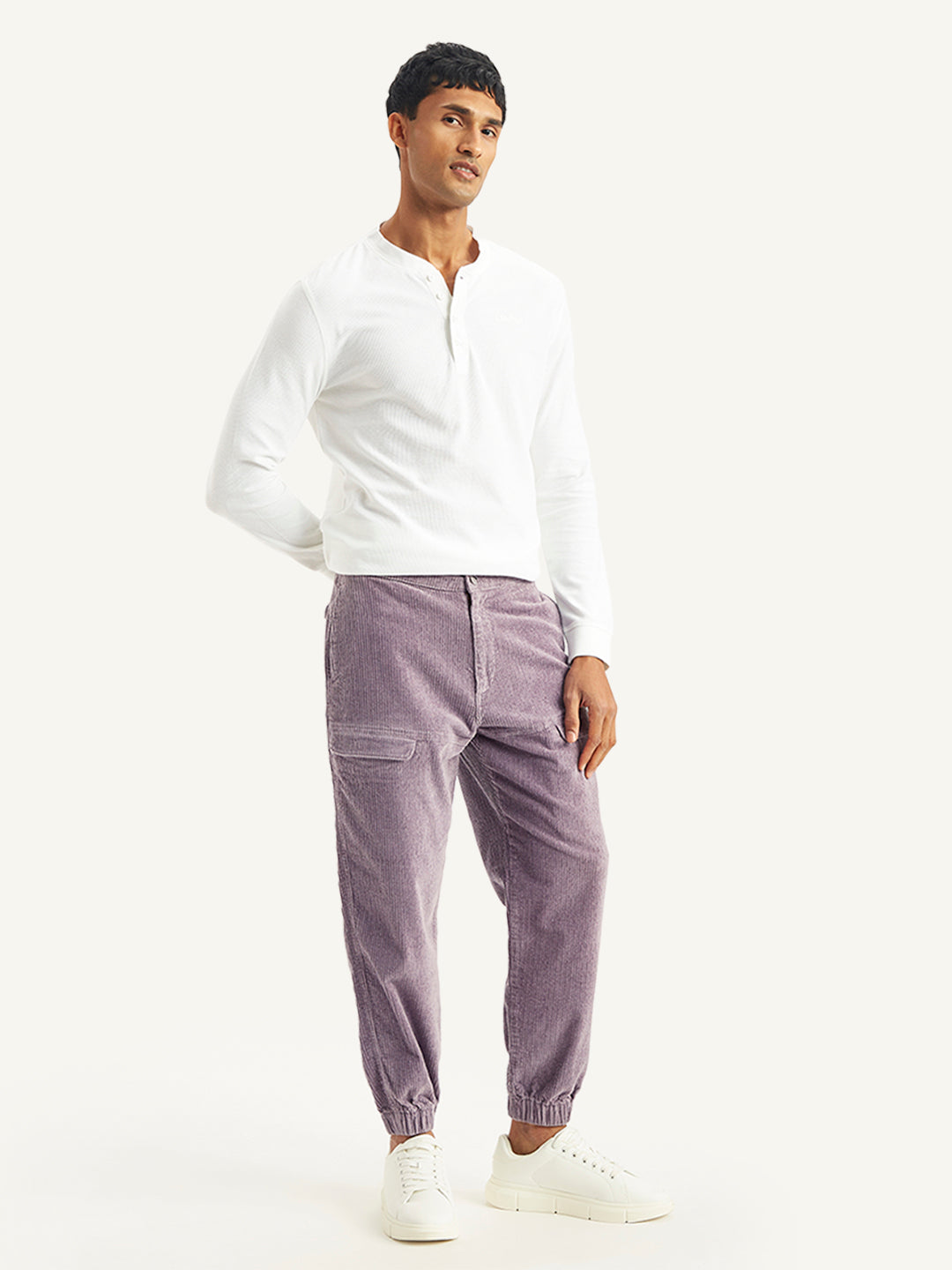 Men's Purple Regular Fit Trousers