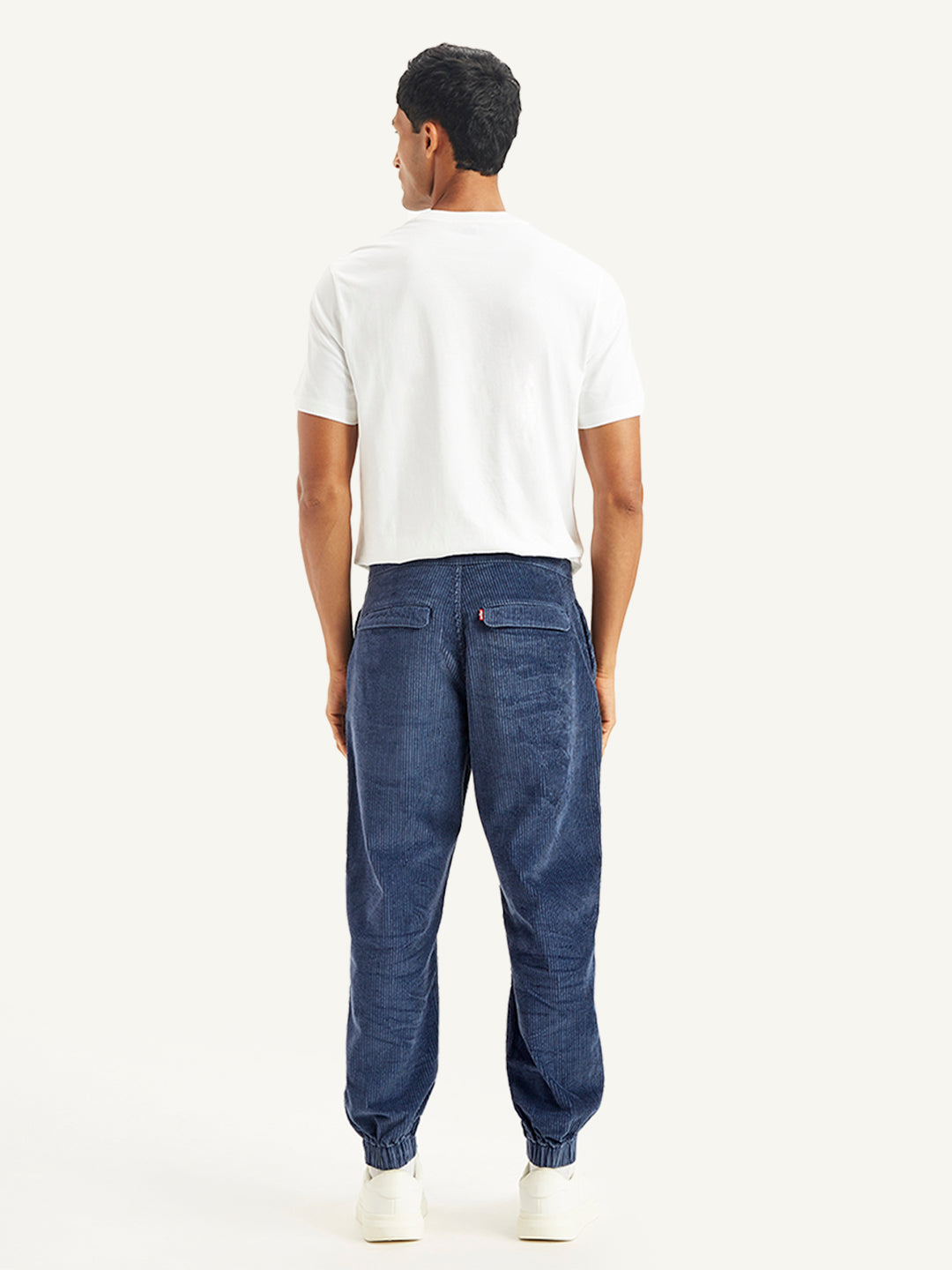 Men's Blue Regular Fit Trousers - Back View
