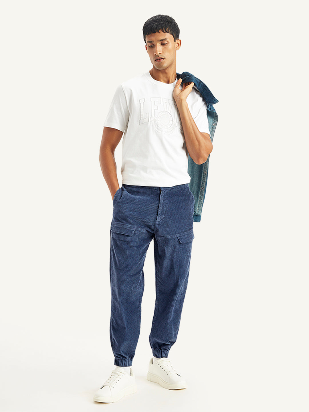 Men's Blue Regular Fit Trousers - Styleshot View