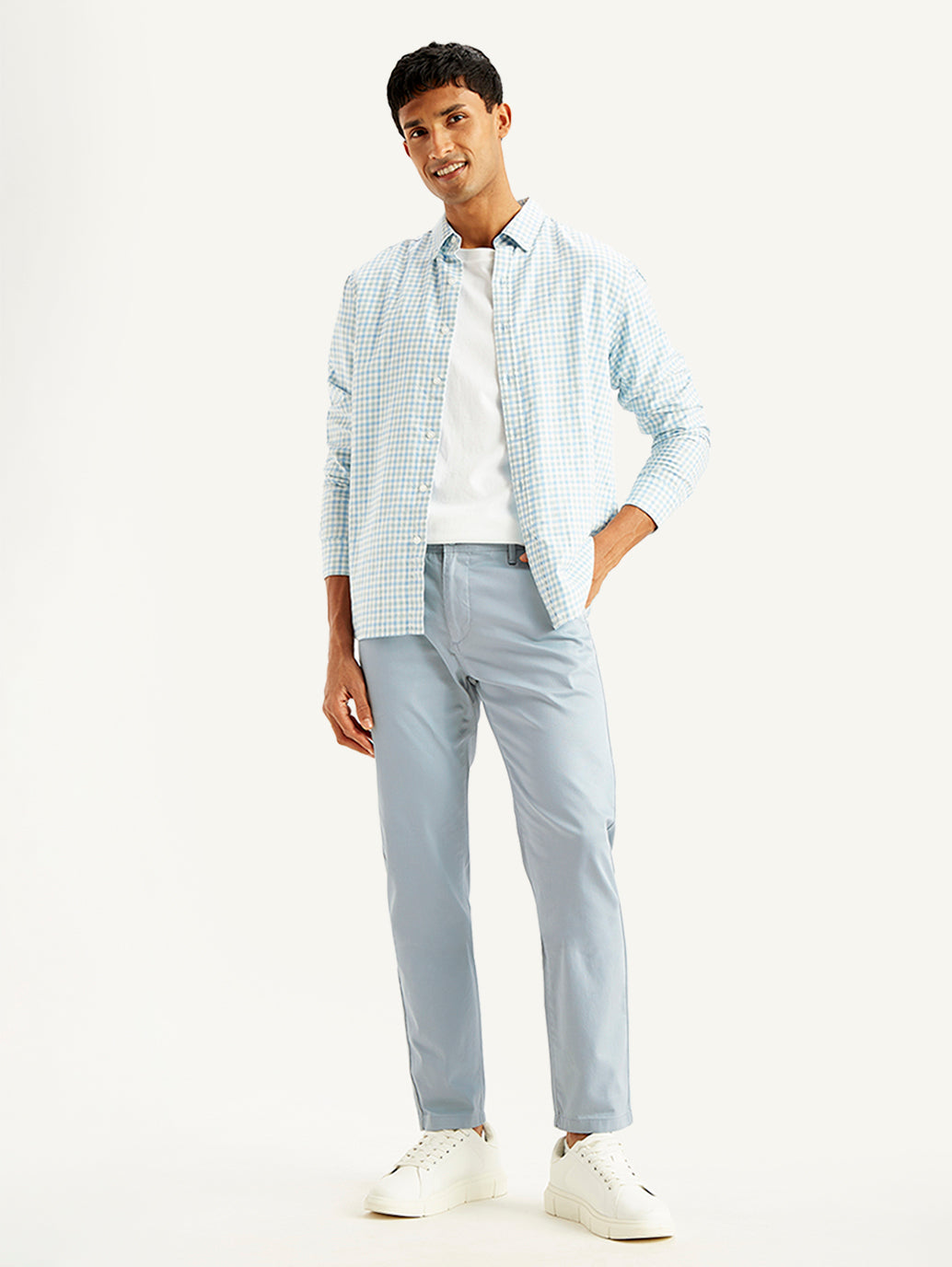 Men's Light Blue Tapered Chinos