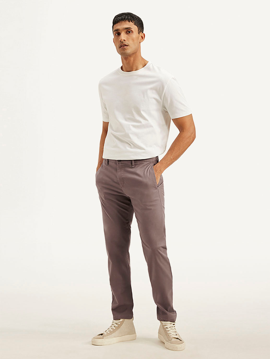 Men's Mauve Tapered Trousers