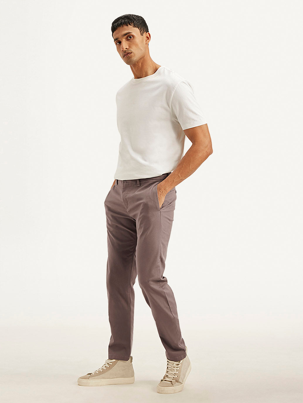 Men's Mauve Tapered Trousers - d11a9e1f-53e2-48ab-9711-3d1ed9d85aff View