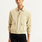 Men's Solid Beige Spread Collar Jacket