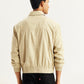 Men's Solid Beige Spread Collar Jacket