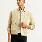 Men's Solid Beige Spread Collar Jacket