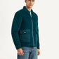 Men's Colorblock Green Spread Collar Jacket - Side View