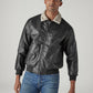 Men's Solid Regular Faux Leather Jacket - Front View