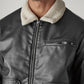Men's Solid Regular Faux Leather Jacket - detail View