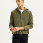 Men's Solid Olive Hooded Jacket