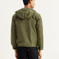 Men's Solid Olive Hooded Jacket