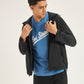 Men's Solid Black Hooded Jacket