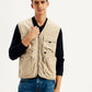 Men's Solid Beige V Neck Jacket