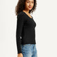 Women's Solid Black Round Neck Top