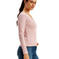 Women's Solid Pink Round Neck Top - bcf3051a-d1b4-4670-998b-20152416163a View
