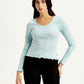 Women's Solid Light-Blue Scoop Neck Top