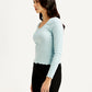 Women's Solid Light-Blue Scoop Neck Top