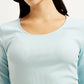 Women's Solid Light-Blue Scoop Neck Top