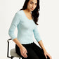 Women's Solid Light-Blue Scoop Neck Top