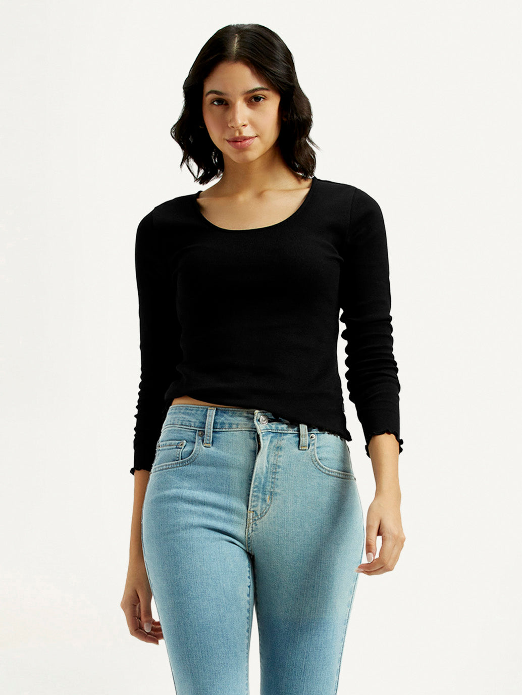 Women's Textured Slim Fit Ribbed Top