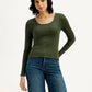 Women's Textured Slim Fit Top - Front View