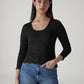 Women's Solid Slim Fit Ribbed Top - Styleshot View