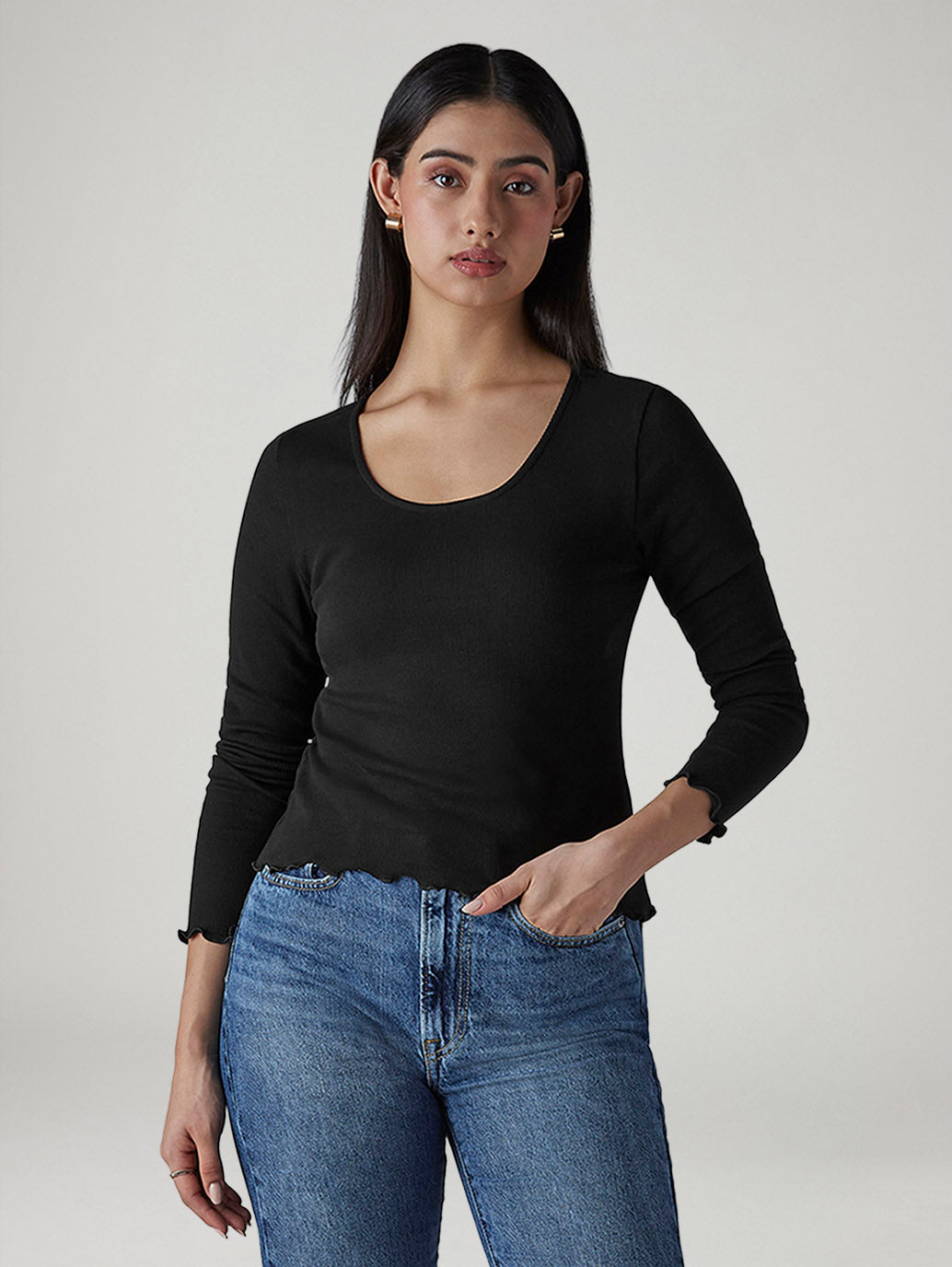 Women's Solid Slim Fit Ribbed Top