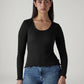Women's Solid Slim Fit Ribbed Top - Front View