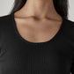 Women's Solid Slim Fit Ribbed Top - Detail View