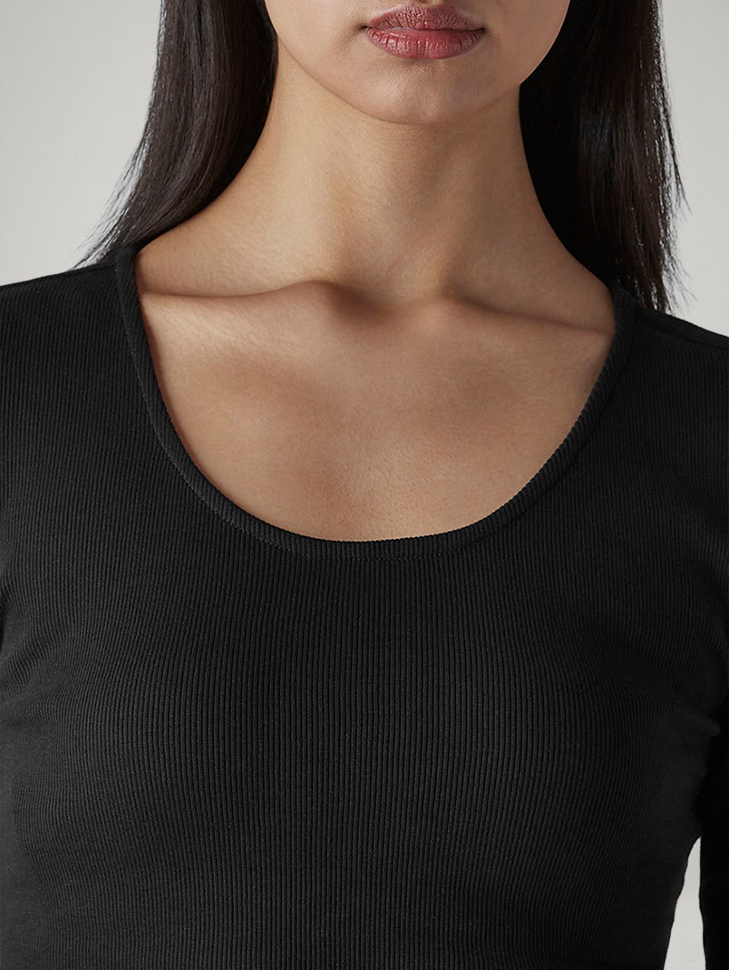 Women's Solid Slim Fit Ribbed Top - Detail View
