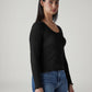 Women's Solid Slim Fit Ribbed Top - Side View