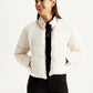 Women's Quilted Off White Puffer Jacket - Styleshot View