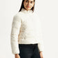 Women's Quilted Off White Puffer Jacket - Side View
