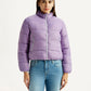 Women's Quilted Purple Puffer Jacket - Front View