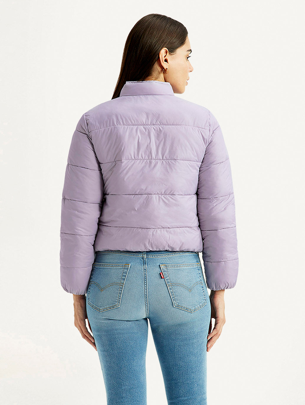 Women's Quilted Purple Puffer Jacket - Back View