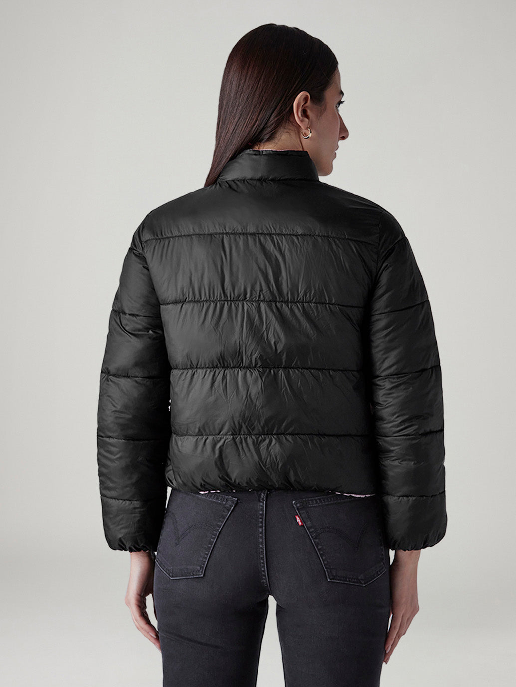 Women's Quilted Relaxed Fit Reversible Jacket - Back View
